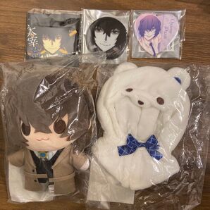 値下可 文豪ストレイドッグス くじ引き堂 ぬいぐるみ 太宰治 缶バッジ ホログラム缶バッジ ハート缶バッジ