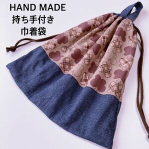 持ち手付き巾着袋 蝶々