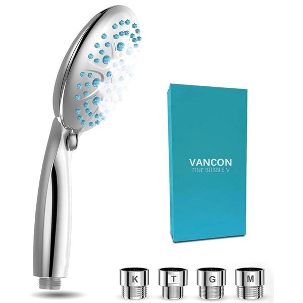 VANCON シャワーヘッド 0.001mm マイクロナノバブル 節水 塩素除去 5段階モード マッサージ 頭皮ケア 肌ケア 美肌