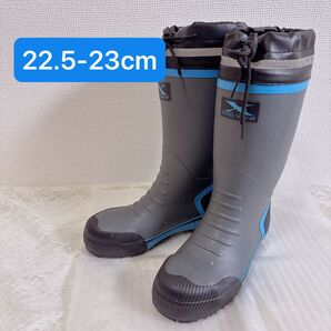 STEEL TOCAP 安全長靴 22.5〜23cm レディース 長靴 レインシューズ 雨靴 防水 紐付き