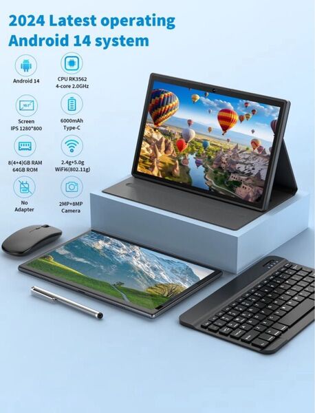 Android 14 タブレット 10インチ キーボード マウス セット