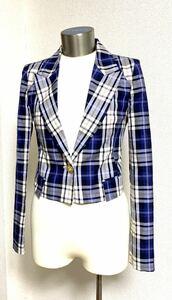 ロイスクレヨン チェックがかわいいジャケット スーツ サイズM ブルー系 日本製