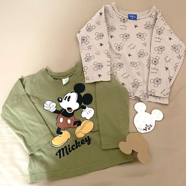 ディズニー ミッキー ロンT 90・95 2枚セット ミッキー メモ帳付き 子供服 カットソー