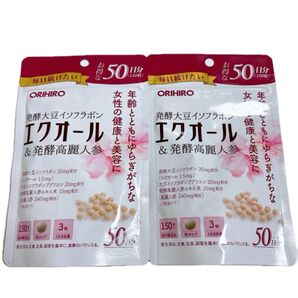 オリヒロ エクオール&発酵高麗人参 発酵大豆イソフラボン・60日分・2袋・賞味期限・2026 12