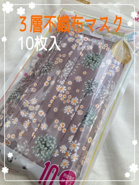 【新品】【10枚入】不織布マスク 3層構造 花柄 立体プリーツ かわいい マスク まとめ買い 贈り物 プレゼント 母の日 敬老の日
