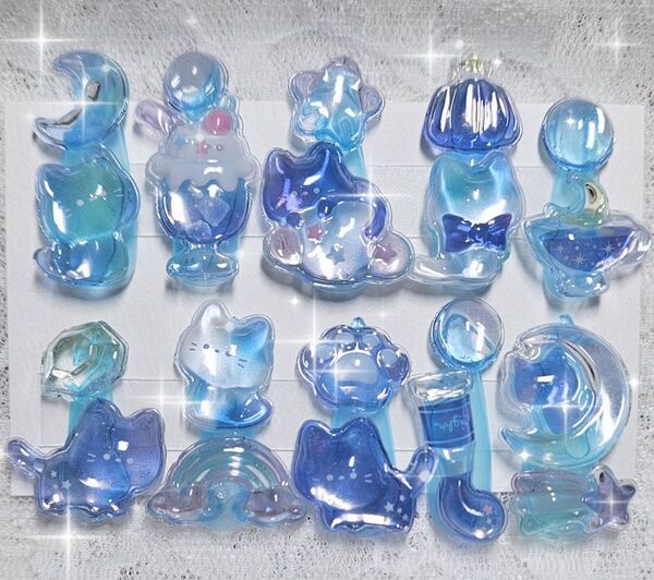 119 現品 ネイルチップ 青 水色 量産型 地雷系 ゆめかわ 魔法少女 平成女児 ゴテゴテ ロリータ ボンボンドロップシール