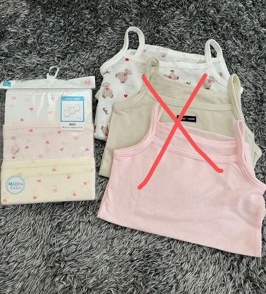 未使用 キャミソールロンパース 90cm 3枚セット 女の子 肌着