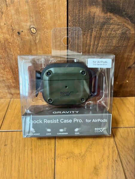 【ROOT CO.】 GRAVITY Shock Resist Case Pro. (AirPods第3世代対応) (カーキ)