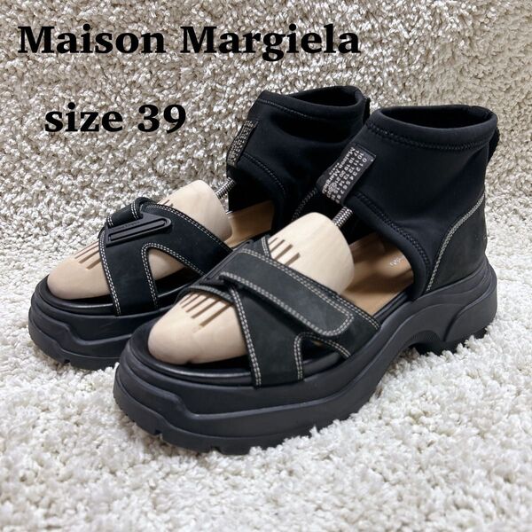【極美品】22SS Maison Margiela ストラップ スエードサンダル スエード サンダル レザー 厚底 39 ブラック