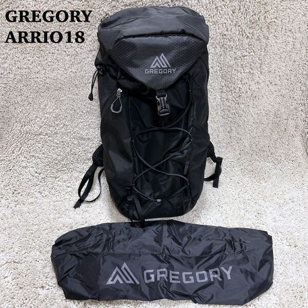 【極美品】GREGORY ARRIO 18 ザック バッグパック リュック 18L ナップザック デイパック レインカバー 黒