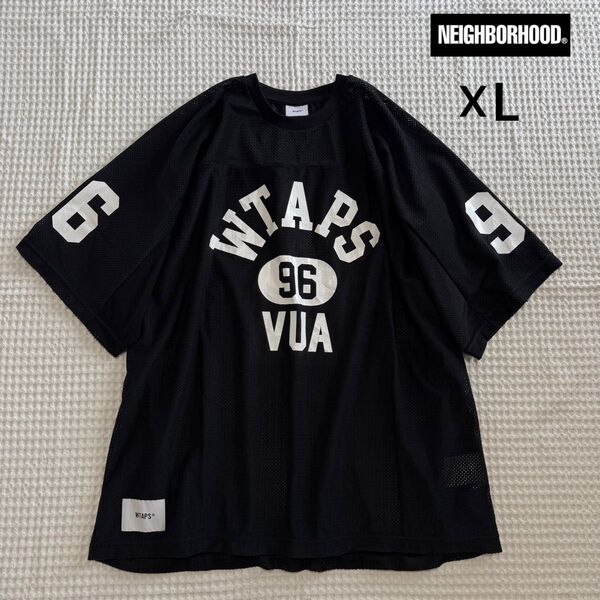 ダブルタップス tシャツ フットボール メッシュ XLサイズ ブラック2024SS