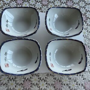 食器 4個セット ホワイト×ブルー