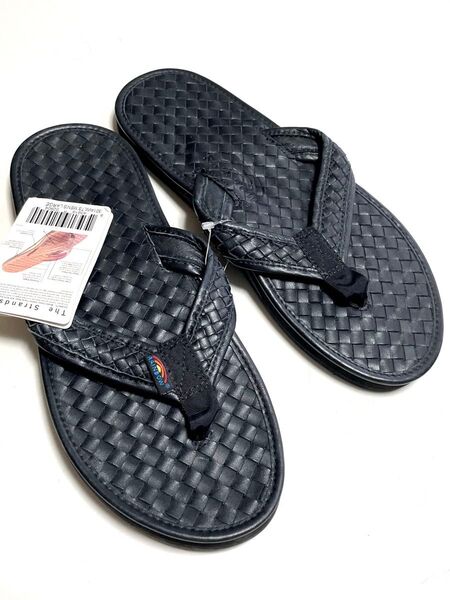 新品 レインボーサンダル ウーブンレザー 黒 メンズLARGE RAINBOW SANDALS 未使用