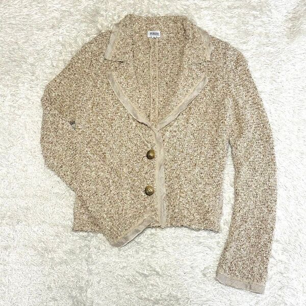 FOXEY BOUTIQUE フォクシーブティック テーラードジャケット ツイード リネン混 麻 ベージュ系 サイズ40 L