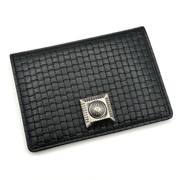 【美品】GIANNI VERSACE ジャンニヴェルサーチ カードケース パスケース レザー 本革 サンバースト 黒 ブラック