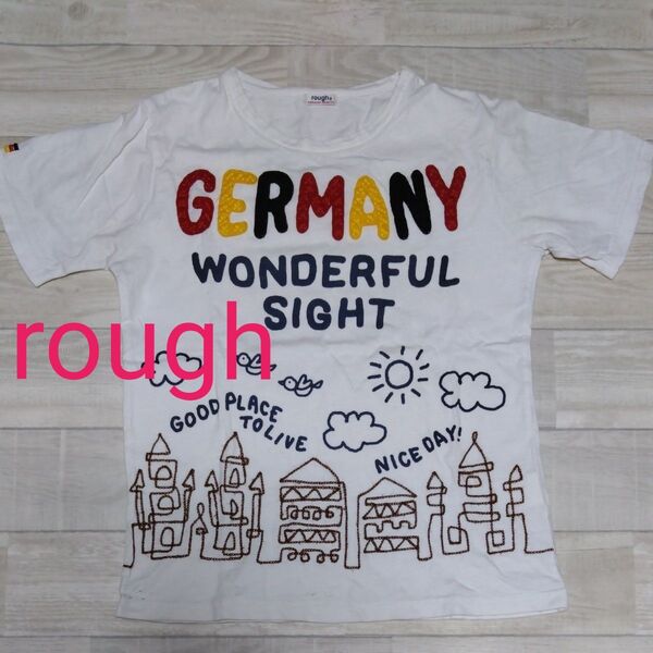 rough ドイツ パッチワーク 刺繍Tシャツ 半袖Tシャツ