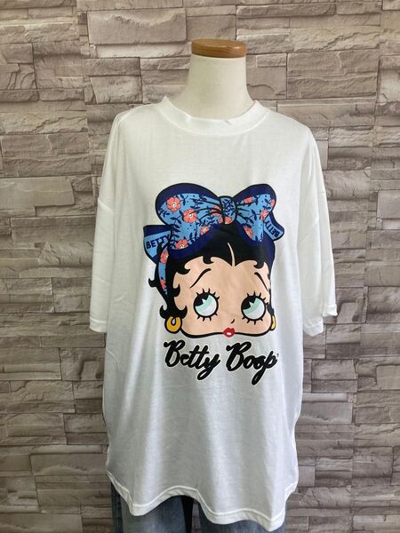 新品 ベティちゃんBettyBoop ベティブープ半袖Tシャツゆったりホワイト