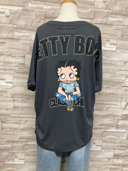 新品 ベティちゃんBettyBoop ベティブープドルマン半袖Tシャツゆったりグレー