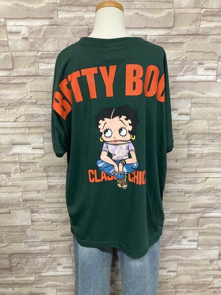 新品 ベティちゃんBettyBoop ベティブープドルマン半袖Tシャツゆったりグリーン