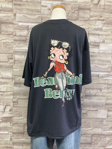 新品 ベティちゃんBettyBoop ベティブープ半袖Tシャツゆったりグレー