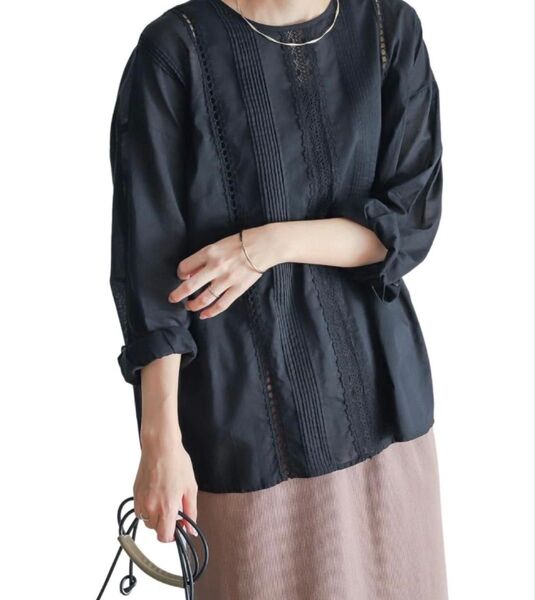 URBAN RESEARCH DOORS オレンジ色 M トップス フロントレースブラウス アーバンリサーチドアーズ レディース