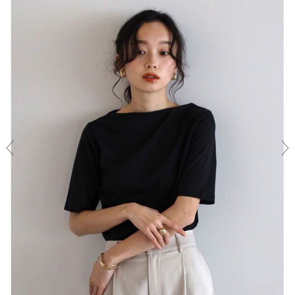 ボンジュールサガン Bonjour sagan シルケットコットンボートネックTシャツ 半袖 トップス Tシャツ 半袖カットソー