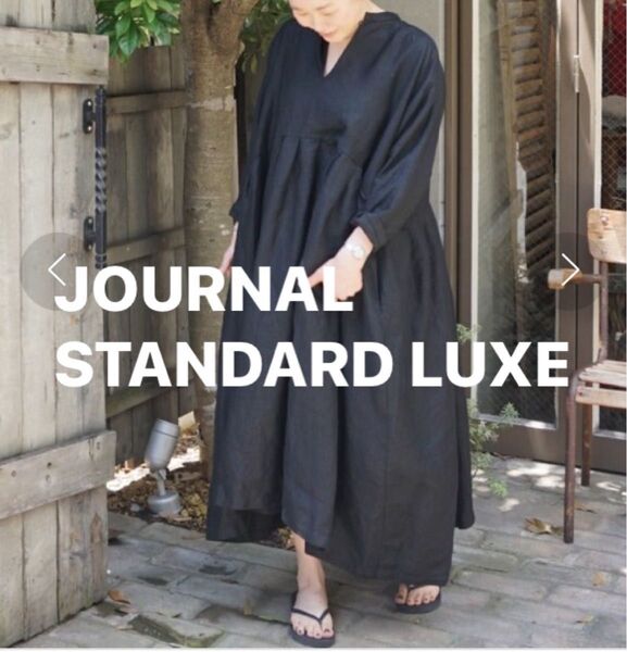 JOURNAL STANDARD LUXE リネンツイル ampleワンピース 長袖ワンピース ブラック FREE