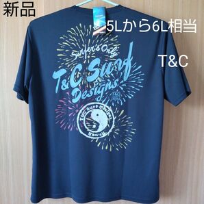 新品 大きいサイズ 5Lから6L相当 T&C DRY半袖Tシャツ プリント ネイビー Tシャツ Tシャツ 紺