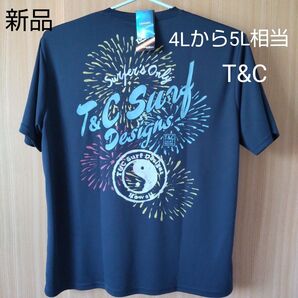 新品 大きいサイズ 4Lから5L相当 T&C DRY半袖Tシャツ プリント ネイビー Tシャツ Tシャツ 紺