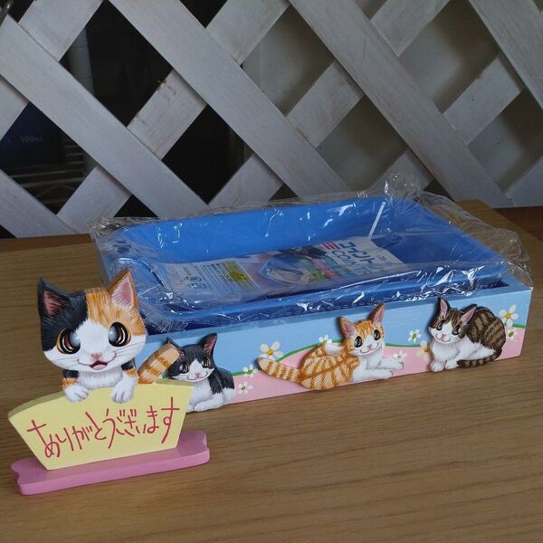 猫いっぱい・着脱式コイントレーNo4 まとめ不可 木箱 ハンドメイド インテリア雑貨 猫雑貨 木工品