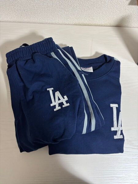 MLB/メジャーリーグベースボール 別注 セットアップ ワッペン刺繍 サイドライン ビッグシルエットプルオーバー