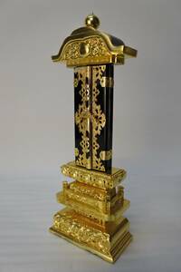  unused storage goods book@ gold . wooden original three person gold door attaching middle capital . -ply 4.5 number memorial tablet Buddhist altar fittings (200509A2-1)47 M