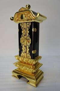  unused storage goods book@ gold . wooden three person gold . past . door attaching four number memorial tablet Buddhist altar fittings (200509A2-1)48 M