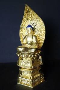  unused storage goods total gold ., flour seat .. hexagon pcs wooden 2.5 size Buddhist altar fittings Buddhist image (200514A1-1)4087 M