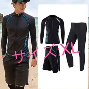 新品 未使用品 水着 メンズ 上下セット ラッシュガード フィットネス水着 フィットネス 長袖 水陸両用 サーフパンツ XL