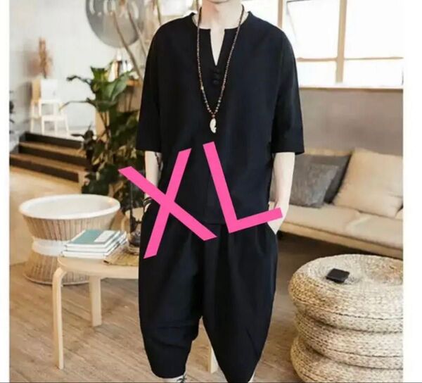新品未使用品 メンズ セットアップ 夏 パジャマ 部屋着 ハーフパンツ XL 上下セット ルームウェア ルームウェア