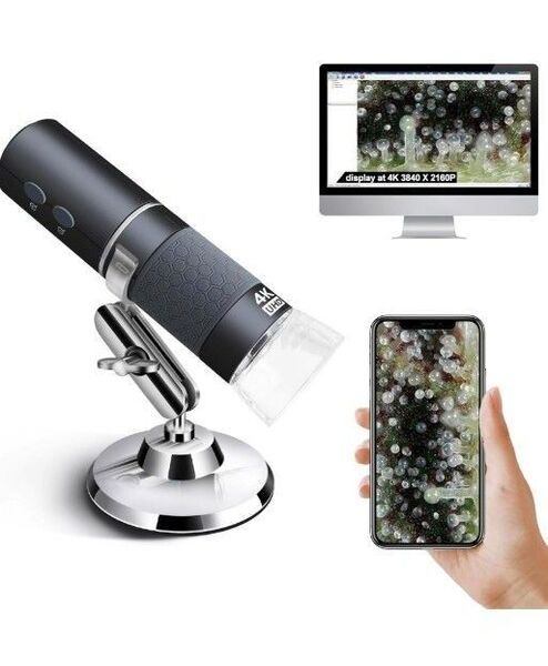 Ninyoon 4K WiFi 顕微鏡 デジタル顕微鏡 ワイヤレス (灰黒)