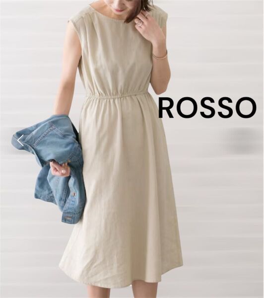 アーバンリサーチ ROSSO ロッソ リネンワンピース フレア ノースリーブ ロングワンピース