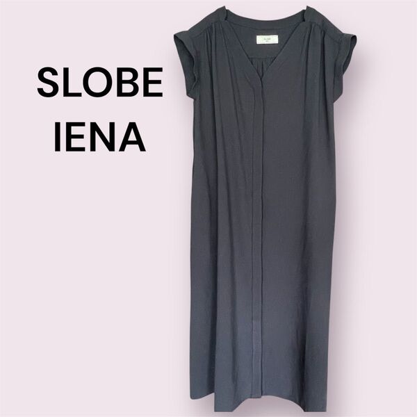スローブイエナ IENA シャツタイプ ワンピース ネイビー S 半袖 ダークネイビー ロング
