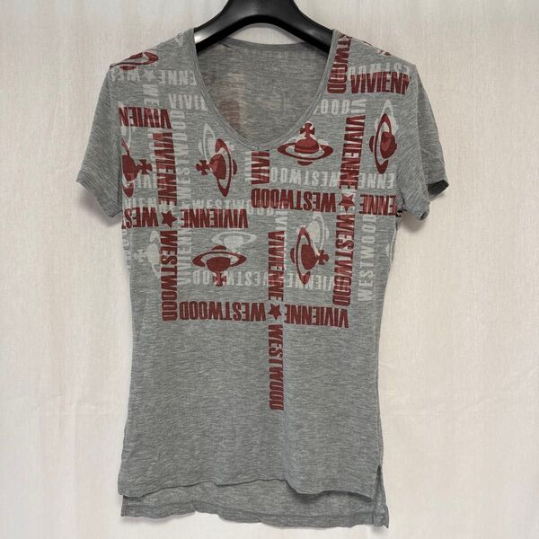 Vivienne Westwood Tシャツ グレー ロゴ 総柄