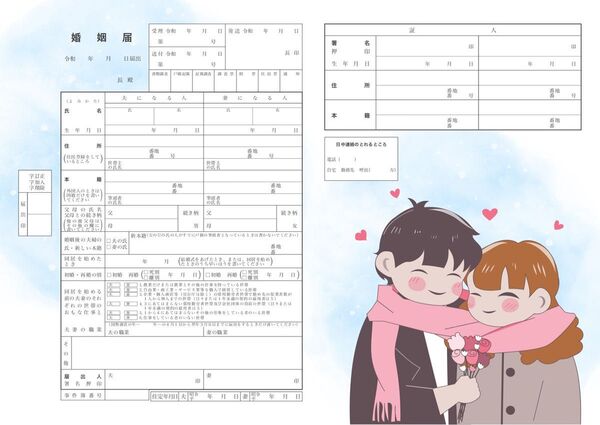 婚姻届 ウィンター ふたりらしさをカタチにした カップル A3×3枚セット