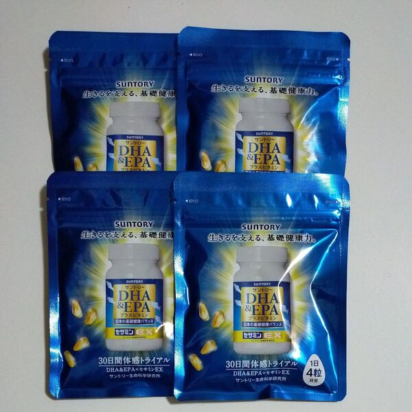 サントリー DHA&EPA+セサミンEX プラスビタミン 30日分 120粒 4袋