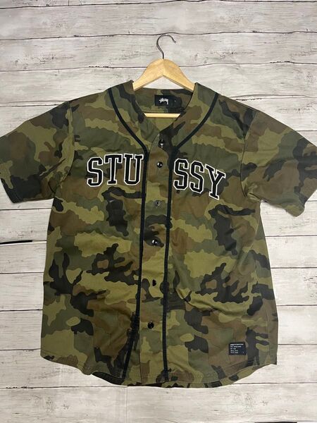 STUSSY ステューシー ベースボール シャツ カモフラ 迷彩 L刺繍