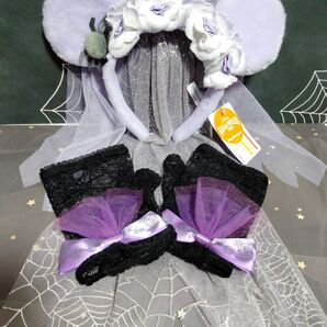 美品 ディズニー ハロウィーン 花嫁カチューシャ&レース手袋 2点セット