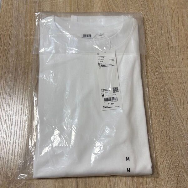 ユニクロ エアリズムコットンオーバーサイズTシャツ (5分袖) ホワイト 白 M