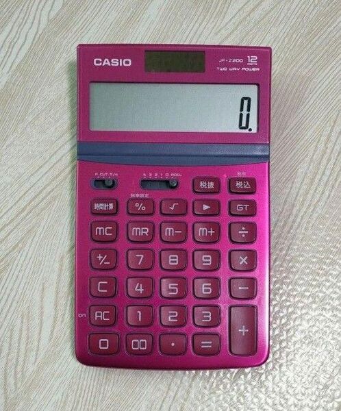 CASIO 電卓 JF-Z 200 ピンク TWO WAY POWER 実務電卓