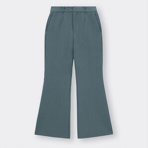 値下げ ジーユー ストレッチフレアパンツ(丈標準) 349950 L グリーン