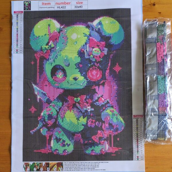 ダイヤモンドアートキット ダーククマくまクマ カラフル 30x40cm