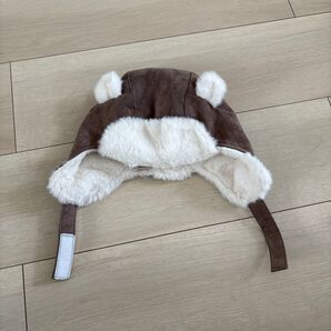 ベビー 耳付き帽子 ブラウン 冬