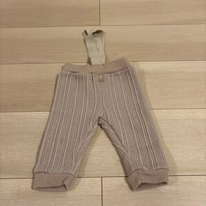 ベビー サスペンダー付きニットパンツ ベージュ 70サイズ